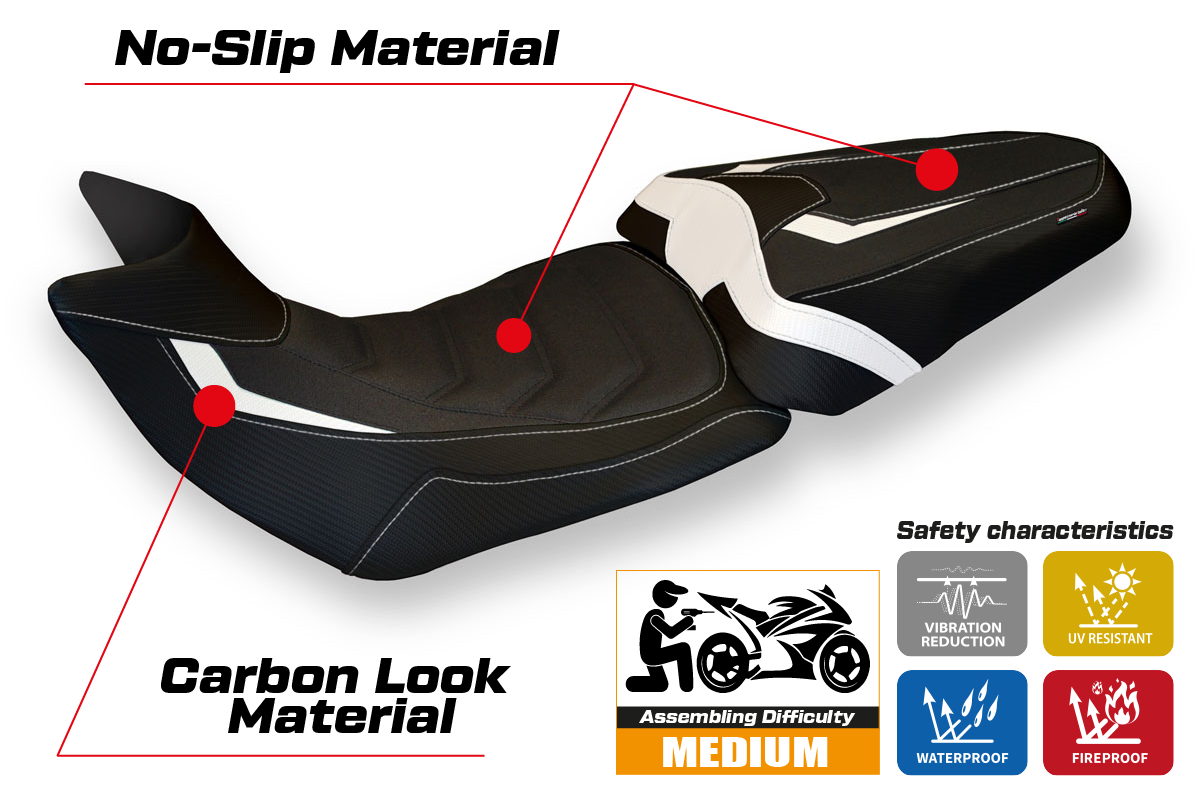 Seat cover compatible - Ducati Multistrada 1200 / 1260 2015 - 2020 - mod Bobbio 2 Ultragrip