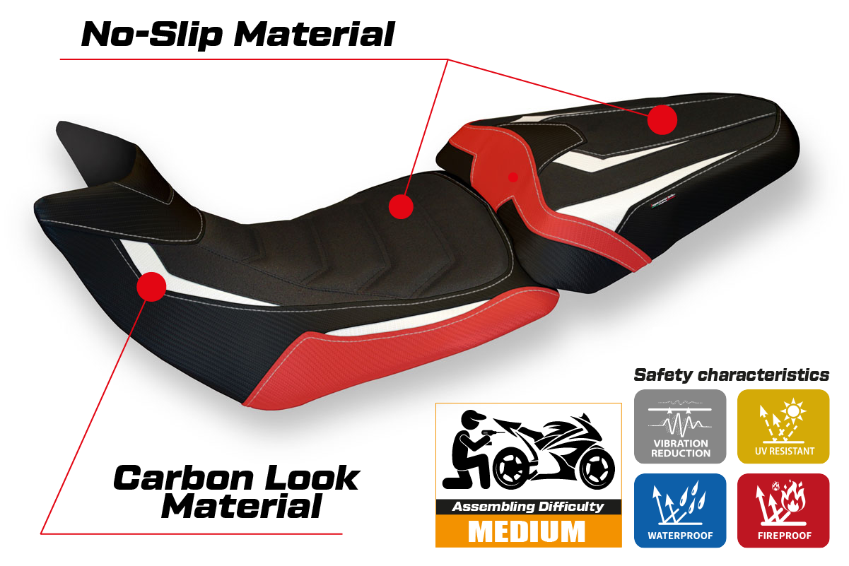 Seat cover compatible - Ducati Multistrada 1200 / 1260 2015 - 2020 - mod Bobbio Special Color Ultragrip