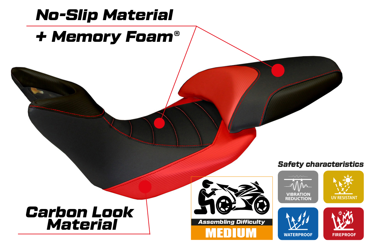 Seat cover compatible - Ducati Multistrada 1200 / 1260 2015 - 2020 - mod Noto Comfort System