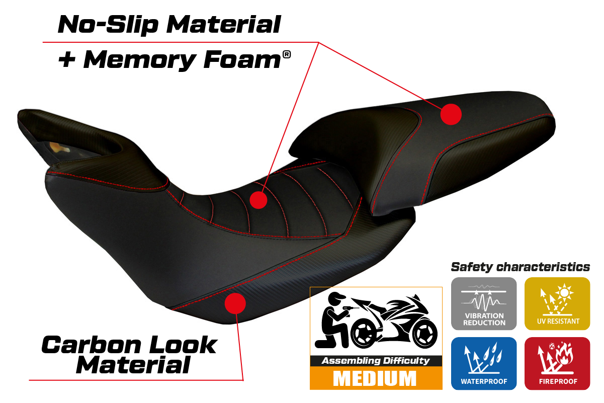 Seat cover compatible - Ducati Multistrada 1200 / 1260 2015 - 2020 - mod Noto Comfort System