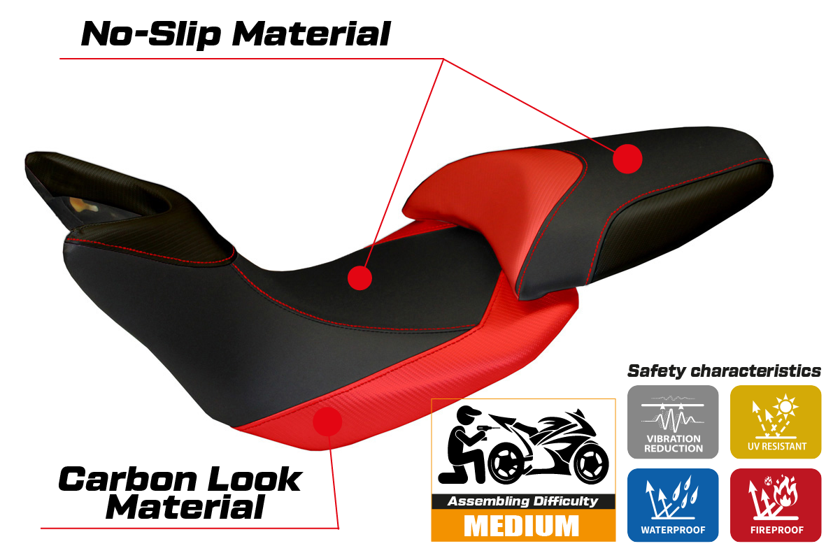 Seat cover compatible - Ducati Multistrada 1200 / 1260 2015 - 2020 - mod Noto