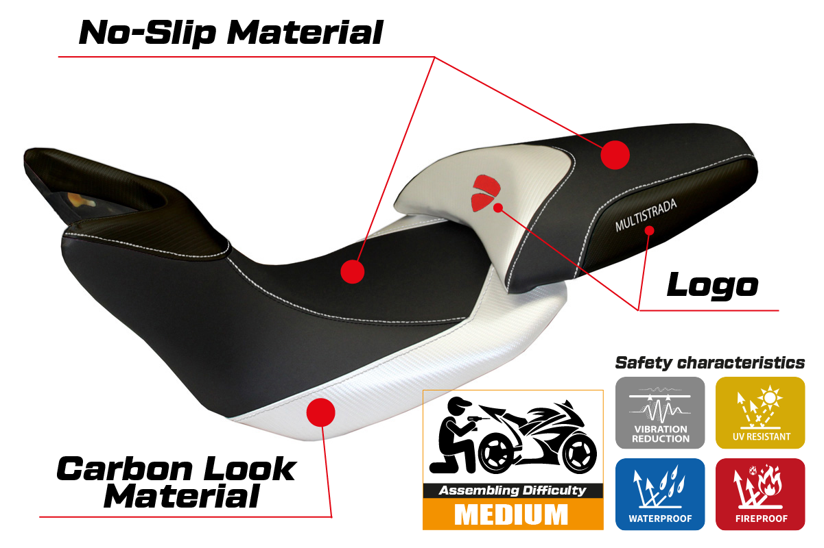 Seat cover compatible - Ducati Multistrada 1200 / 1260 2015 - 2020 - mod Noto