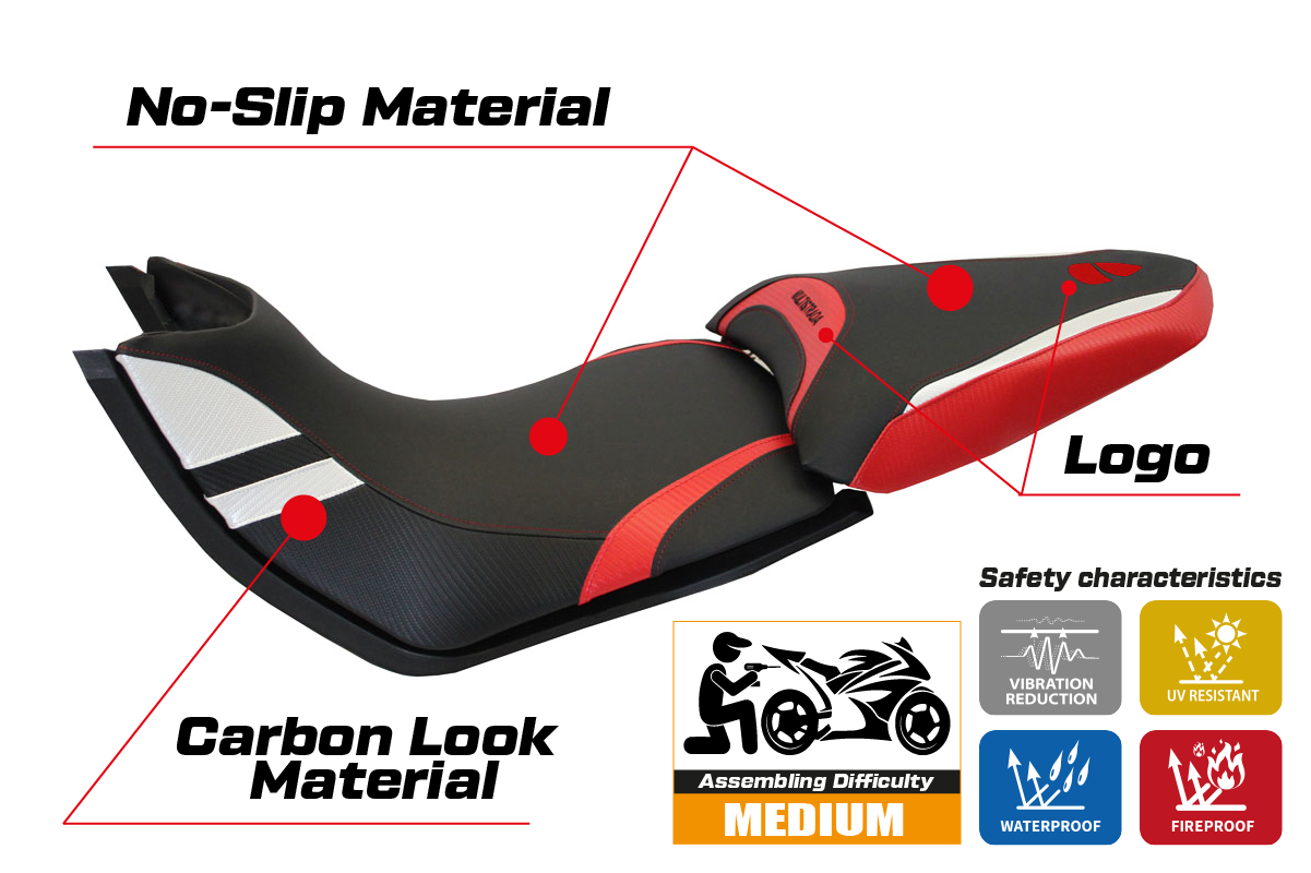 Seat cover compatible - Ducati Multistrada 1200 / 1260 2015 - 2020 - mod Peppe 15