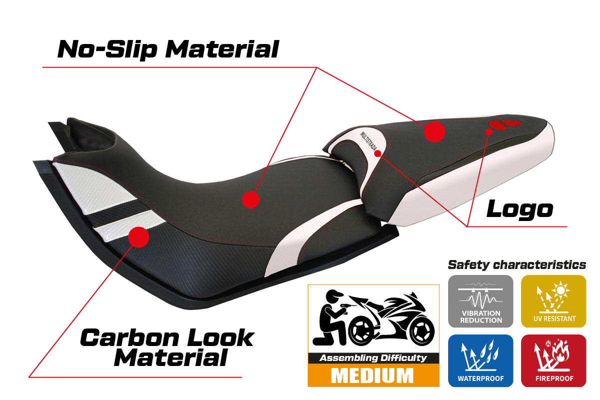 Seat cover compatible - Ducati Multistrada 1200 / 1260 2015 - 2020 - mod Peppe 15