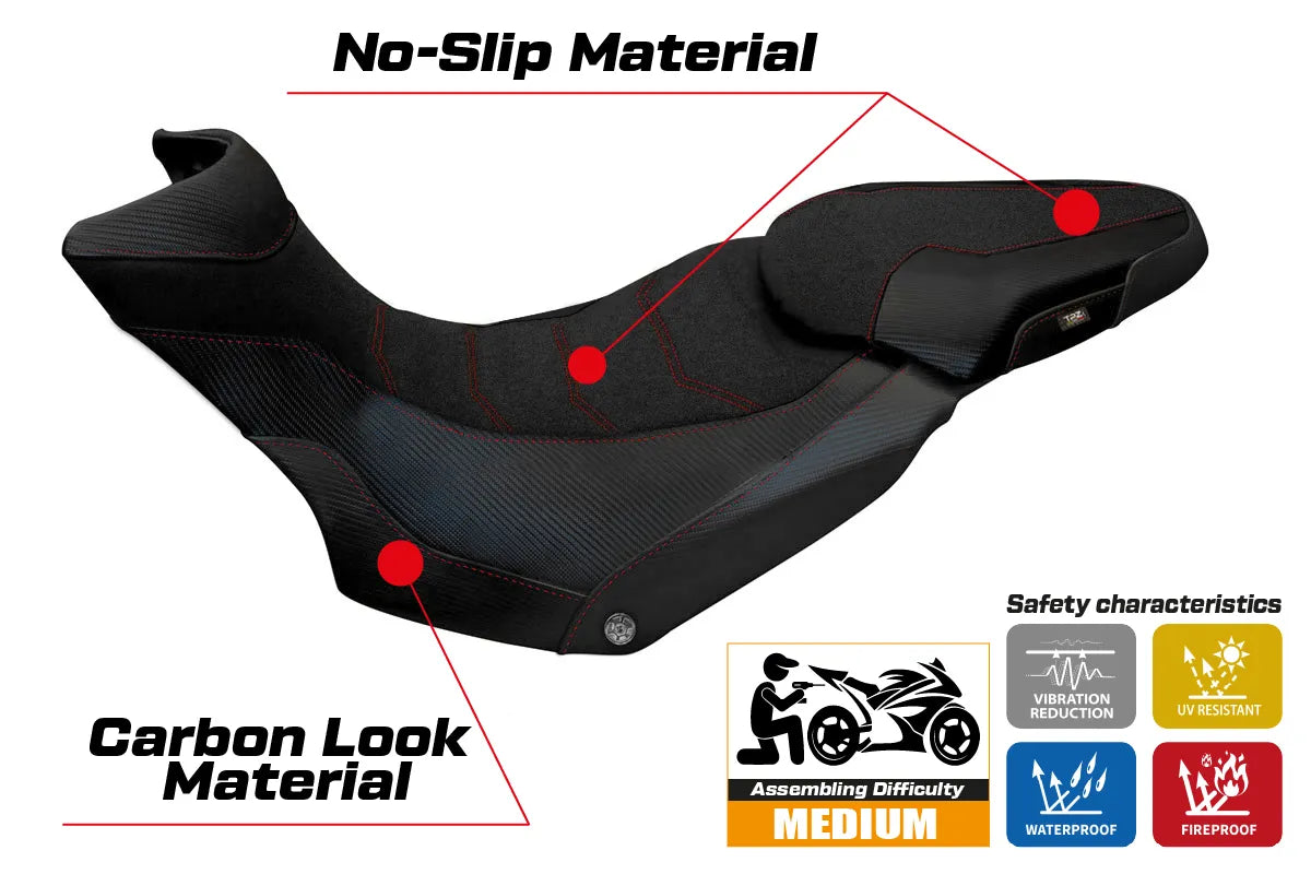 Seat cover compatible - Ducati Multistrada 1200 / 1260 Enduro 2016 - 2021 - mod Lux 2 Ultragrip