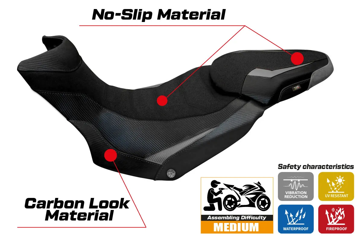 Seat cover compatible - Ducati Multistrada 1200 / 1260 Enduro 2016 - 2021 - mod Lux 2 Ultragrip