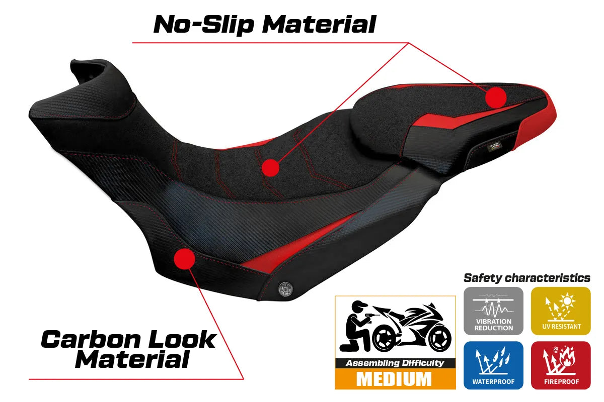 Seat cover compatible - Ducati Multistrada 1200 / 1260 Enduro 2016 - 2021 - mod Lux 2 Ultragrip