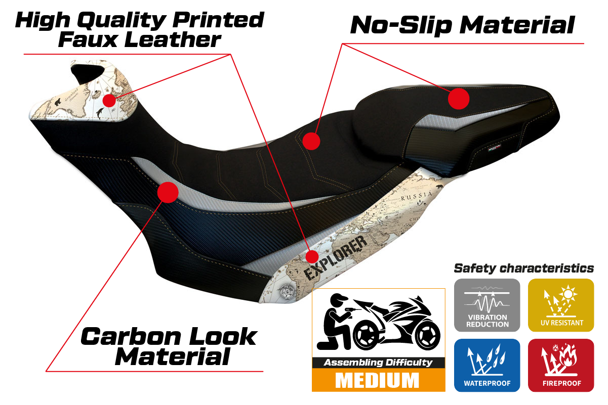 Seat cover compatible - Ducati Multistrada 1200 / 1260 Enduro 2016 - 2021 - mod Lux Mps Ultragrip