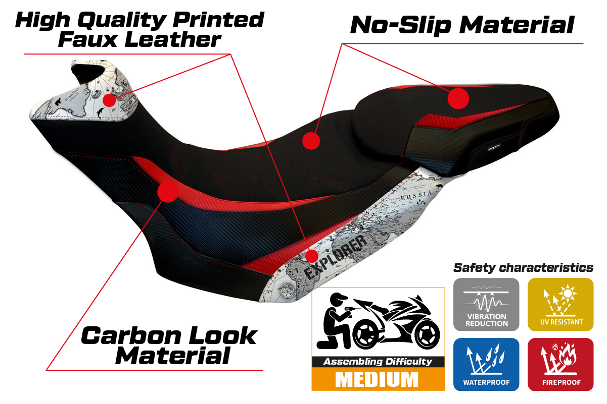 Seat cover compatible - Ducati Multistrada 1200 / 1260 Enduro 2016 - 2021 - mod Lux Mps Ultragrip