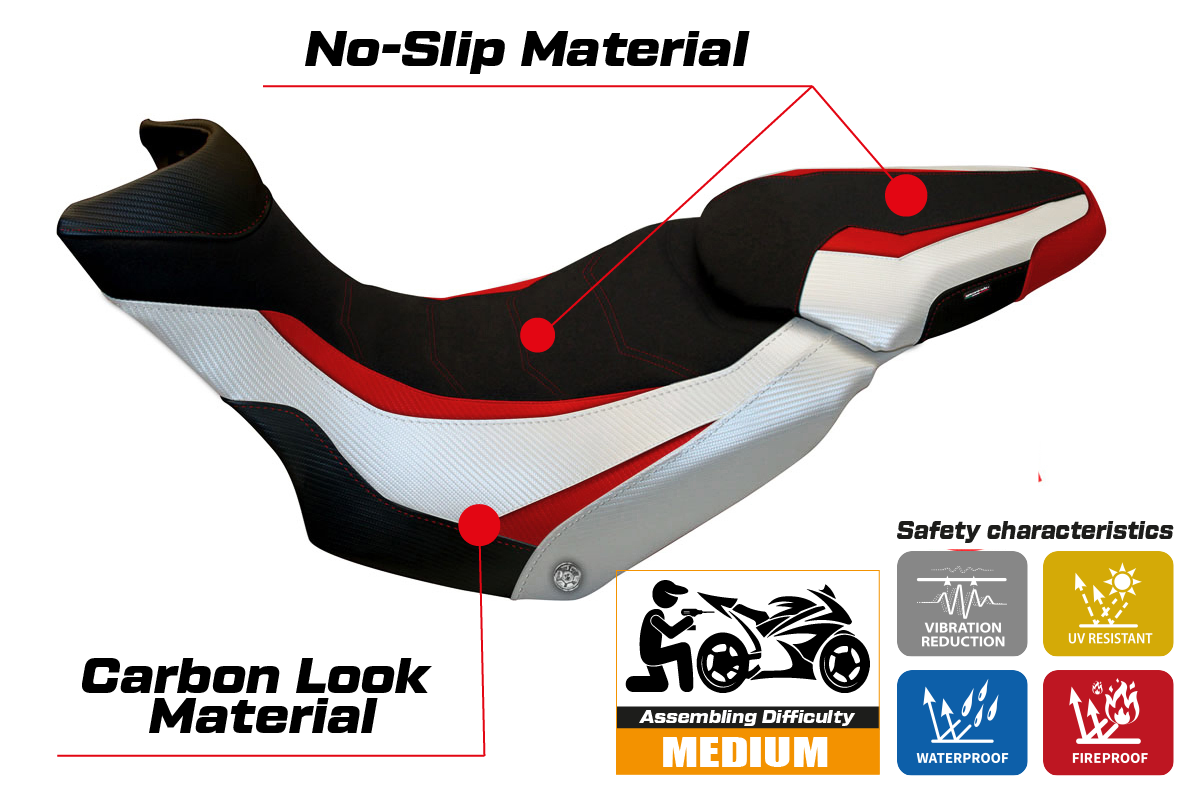 Seat cover compatible - Ducati Multistrada 1200 / 1260 Enduro 2016 - 2021 - mod Lux Special Color Ultragrip