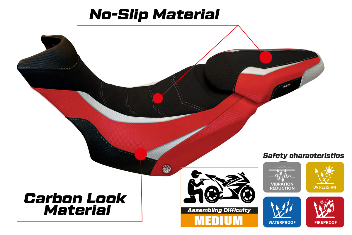 Seat cover compatible - Ducati Multistrada 1200 / 1260 Enduro 2016 - 2021 - mod Lux Special Color Ultragrip