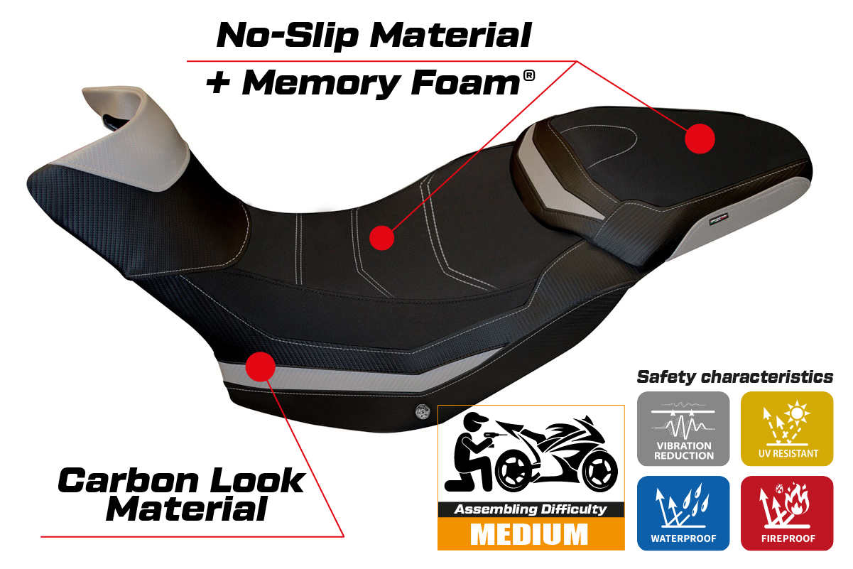 Seat cover compatible - Ducati Multistrada 1200 / 1260 Enduro 2016 - 2021 - mod Sona 1 Comfort System