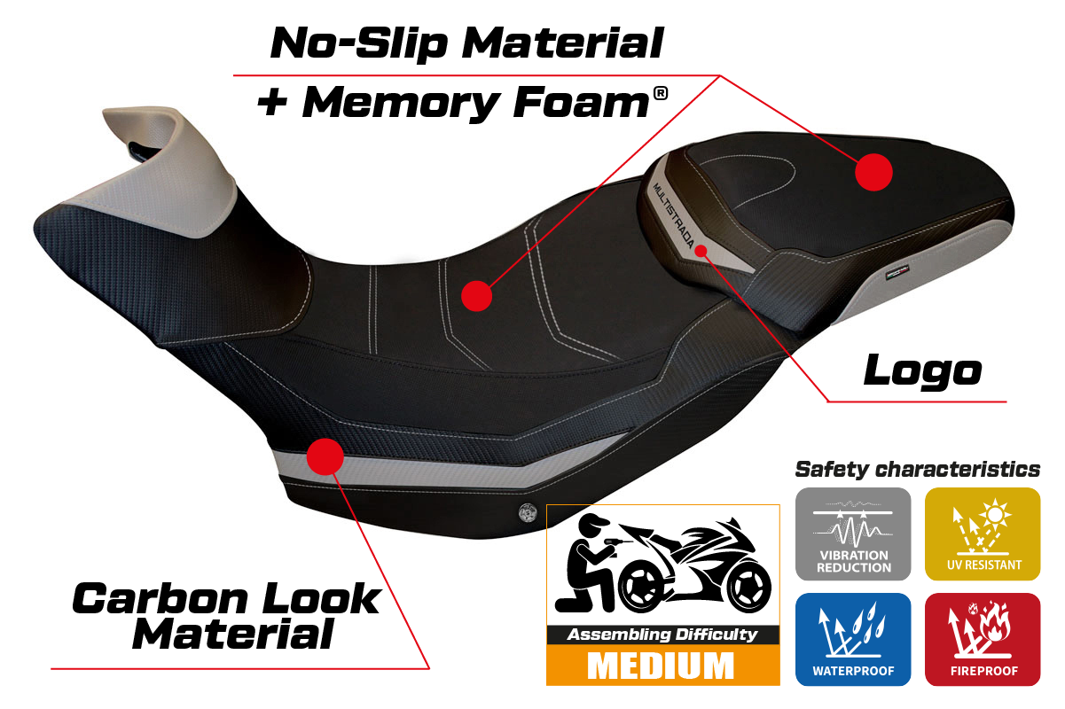 Seat cover compatible - Ducati Multistrada 1200 / 1260 Enduro 2016 - 2021 - mod Sona 1 Comfort System