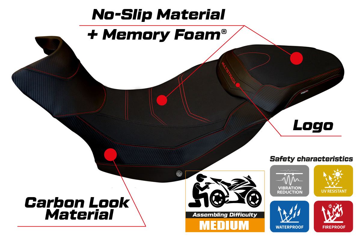 Seat cover compatible - Ducati Multistrada 1200 / 1260 Enduro 2016 - 2021 - mod Sona 1 Comfort System