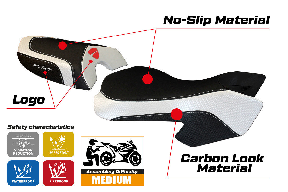 Seat cover compatible - Ducati Multistrada 620 / 1000 / 1100 2003 - 2009 - mod Sciacca Color