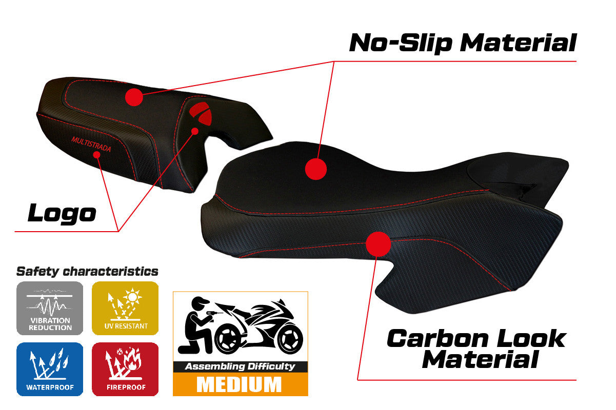 Seat cover compatible - Ducati Multistrada 620 / 1000 / 1100 2003 - 2009 - mod Sciacca Color