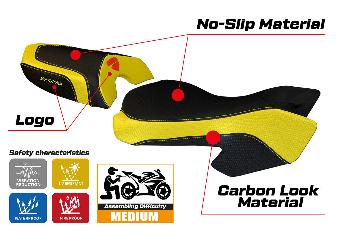 Seat cover compatible - Ducati Multistrada 620 / 1000 / 1100 2003 - 2009 - mod Sciacca Color