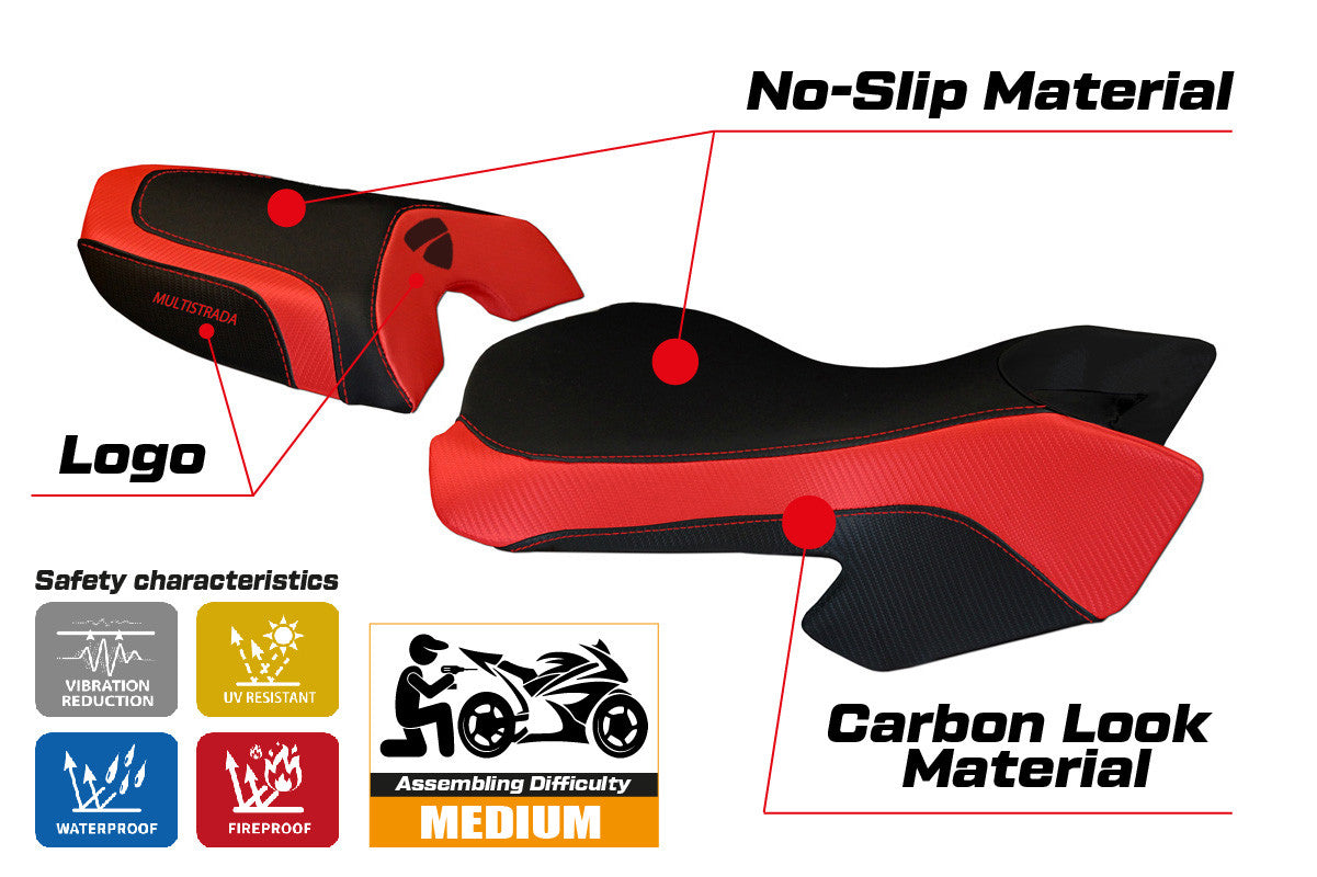 Seat cover compatible - Ducati Multistrada 620 / 1000 / 1100 2003 - 2009 - mod Sciacca Color