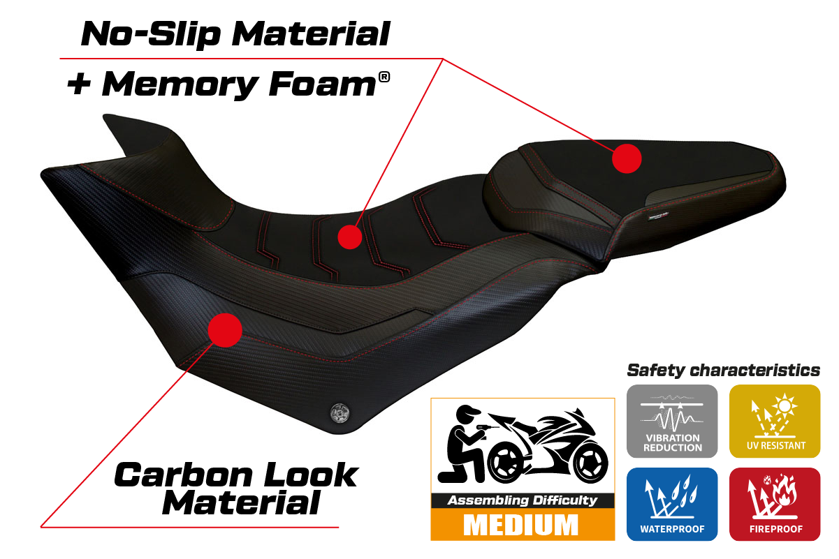 Seat cover compatible - Ducati Multistrada 950 2017 - 2021 - mod Praga 1 Comfort System