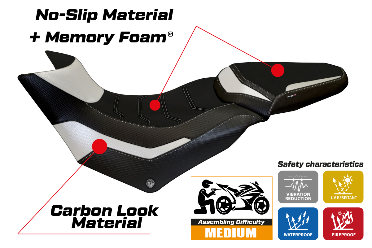 Seat cover compatible - Ducati Multistrada 950 2017 - 2021 - mod Praga 1 Comfort System