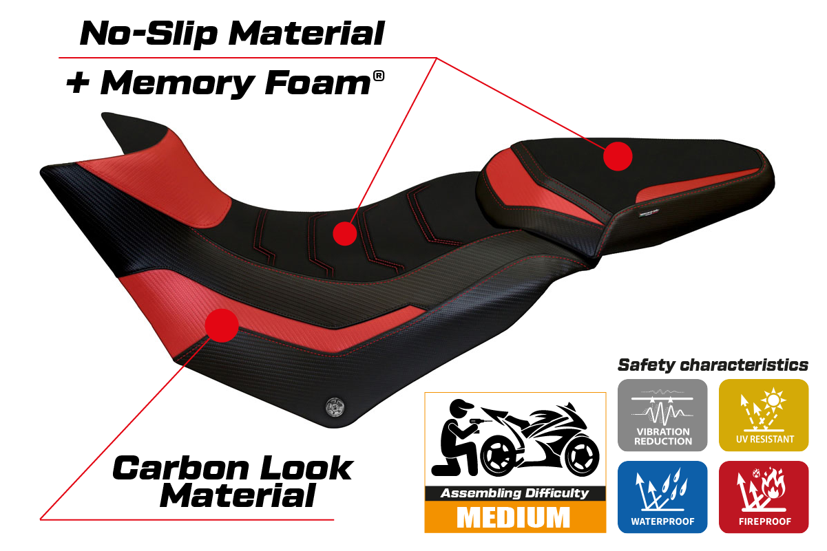Seat cover compatible - Ducati Multistrada 950 2017 - 2021 - mod Praga 1 Comfort System