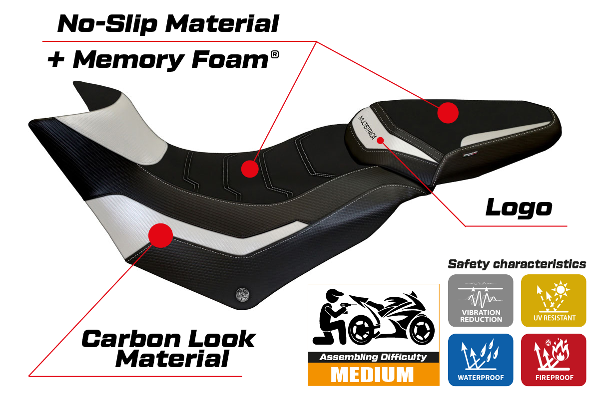 Seat cover compatible - Ducati Multistrada 950 2017 - 2021 - mod Praga 1 Comfort System