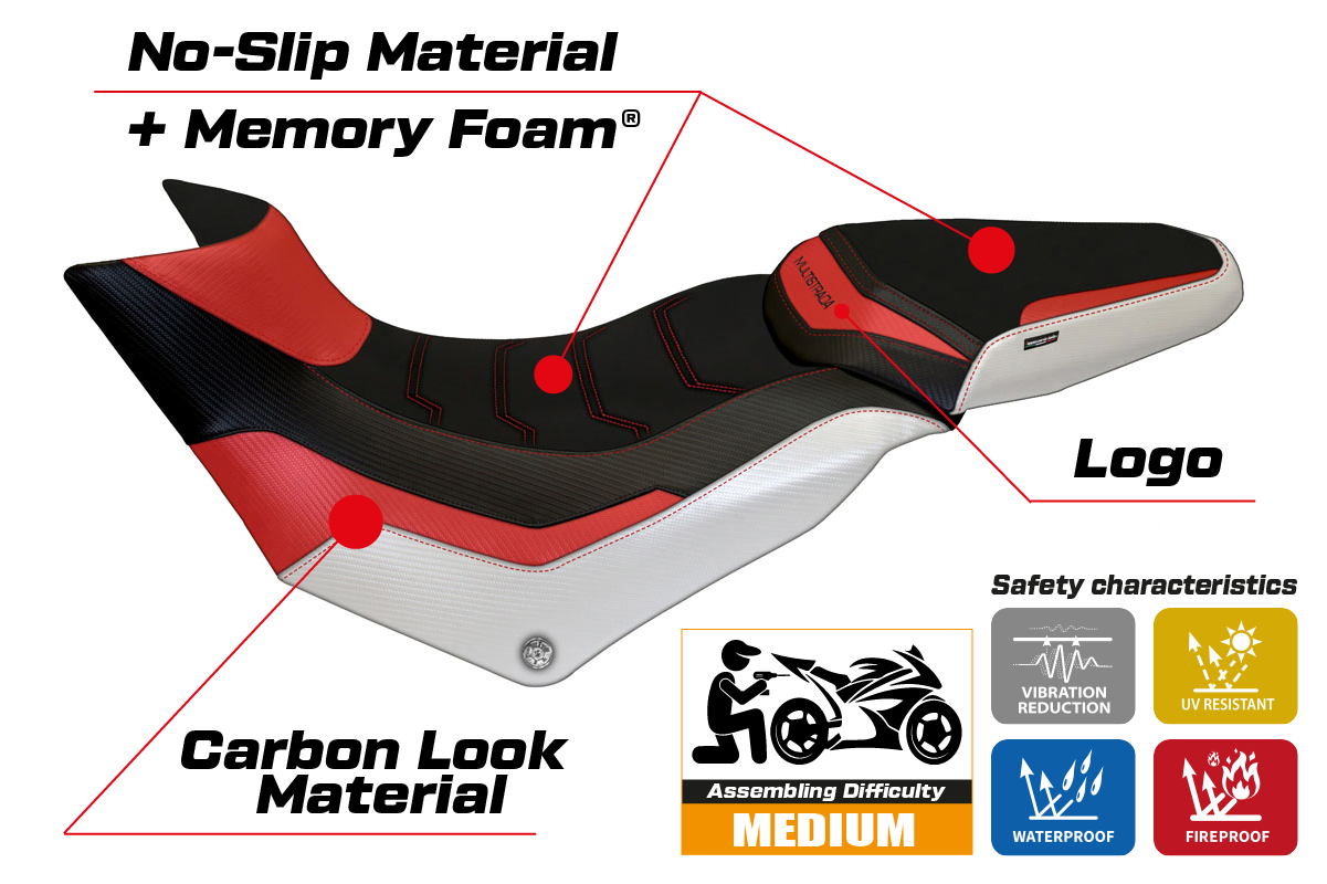 Seat cover compatible - Ducati Multistrada 950 2017 - 2021 - mod Praga Special Color Comfort System