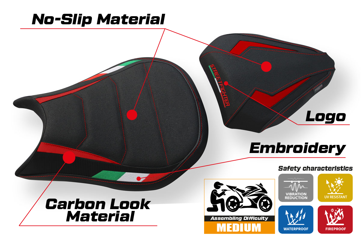Seat cover compatible - Ducati Streetfighter 2009 - 2015 - mod Florida Trico Ultragrip