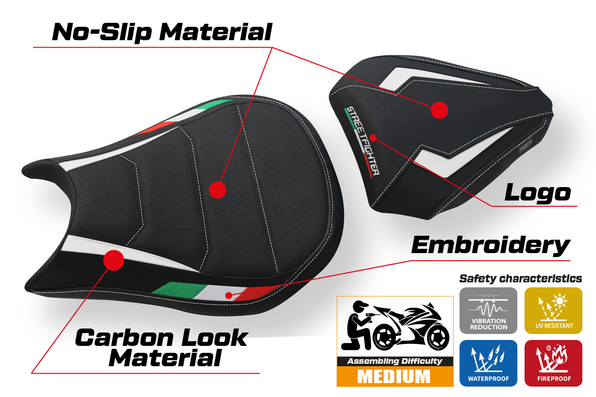 Seat cover compatible - Ducati Streetfighter 2009 - 2015 - mod Florida Trico Ultragrip