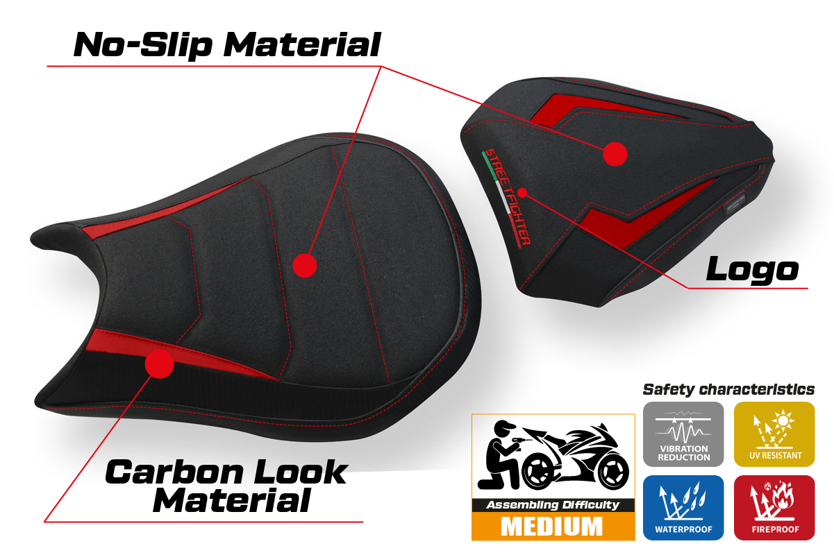 Seat cover compatible - Ducati Streetfighter 2009 - 2015 - mod Florida Ultragrip