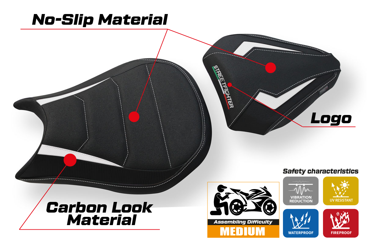 Seat cover compatible - Ducati Streetfighter 2009 - 2015 - mod Florida Ultragrip