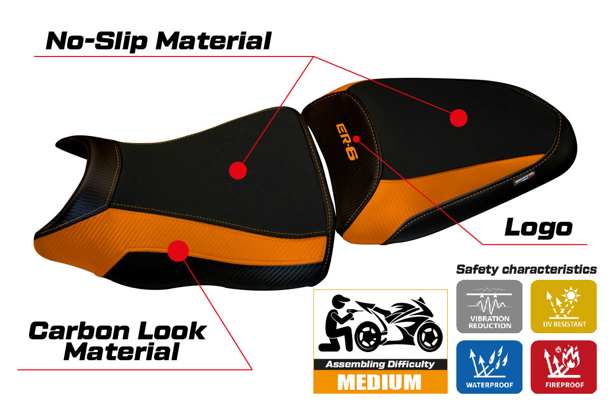 Seat cover compatible - Kawasaki ER-6N / ER-6F 2012 - 2016 - mod Leeds 1