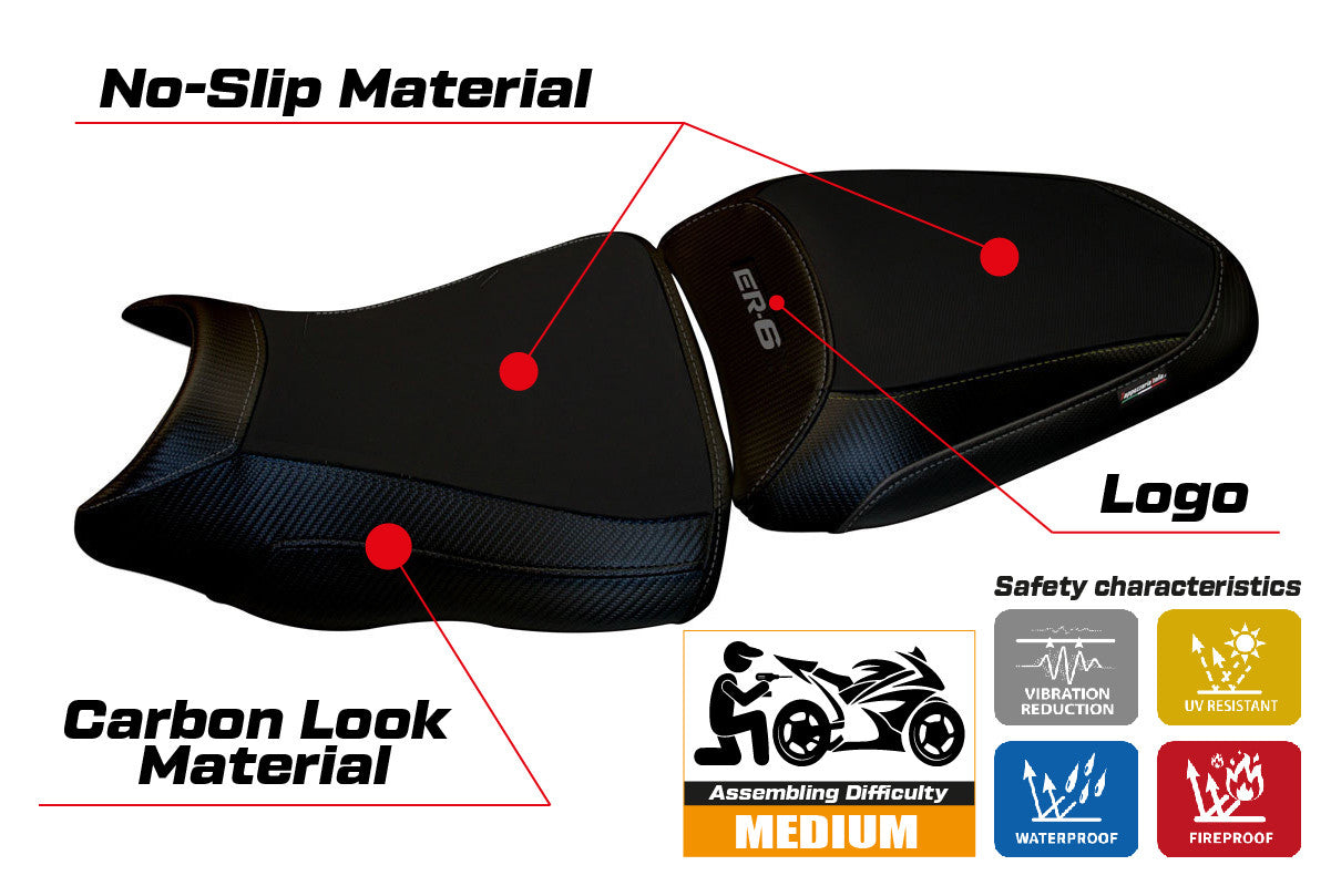 Seat cover compatible - Kawasaki ER-6N / ER-6F 2012 - 2016 - mod Leeds 1