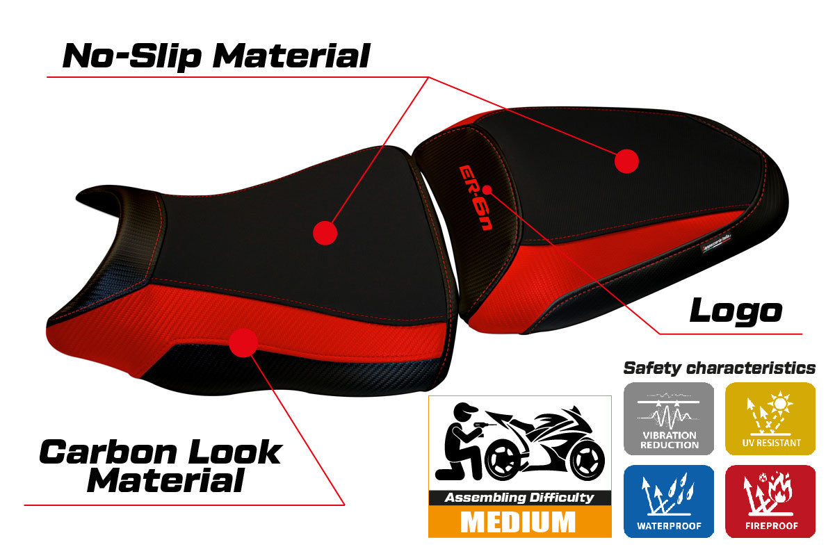 Seat cover compatible - Kawasaki ER-6N / ER-6F 2012 - 2016 - mod Leeds 1