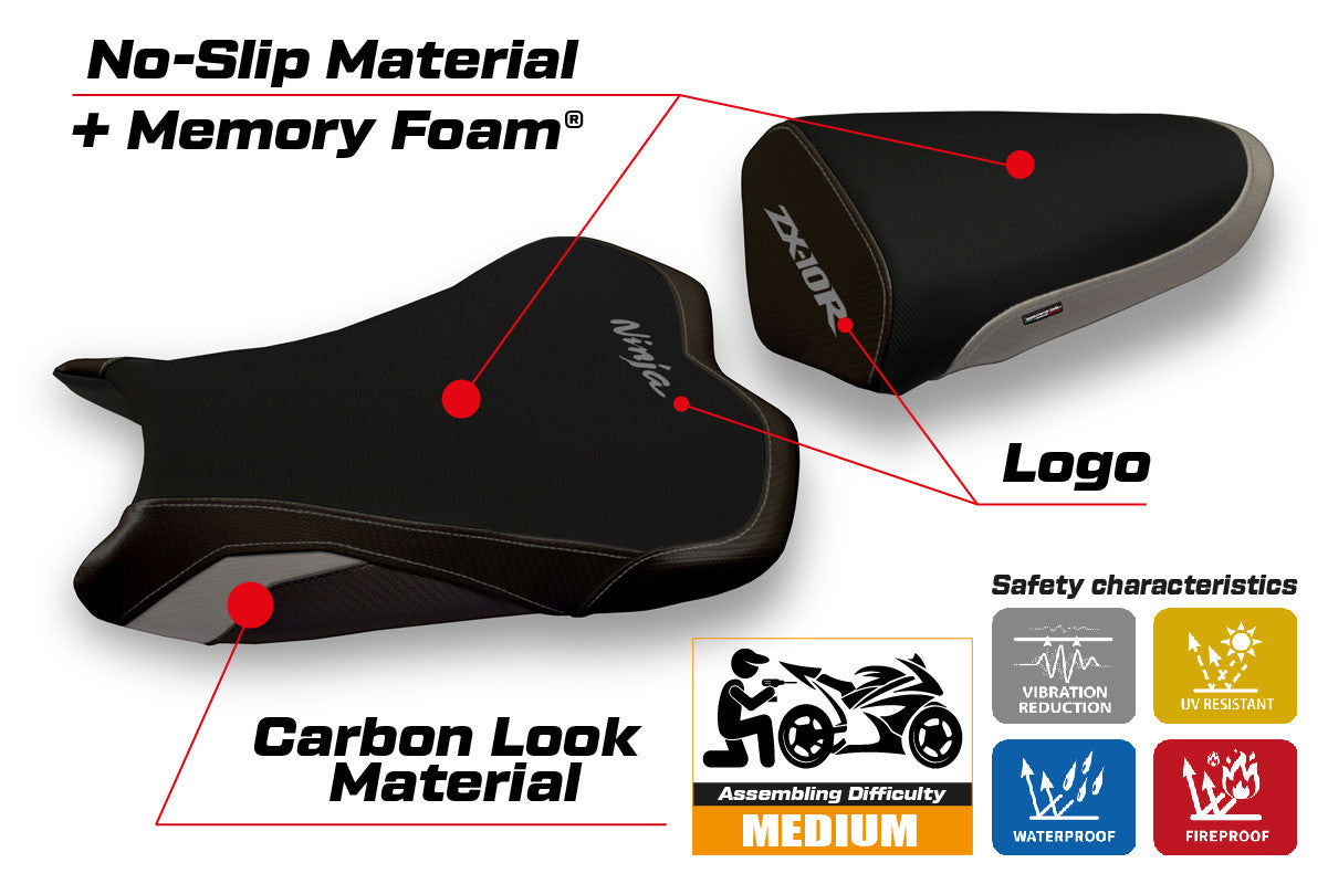 Seat cover compatible - Kawasaki Ninja ZX 10 R 2008 - 2010 - mod Agra 2 Comfort System