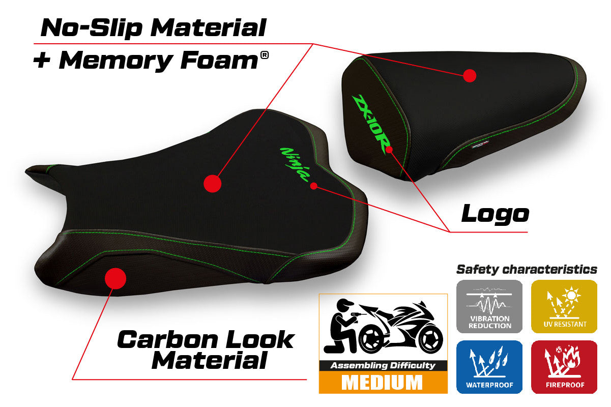 Seat cover compatible - Kawasaki Ninja ZX 10 R 2008 - 2010 - mod Agra 2 Comfort System