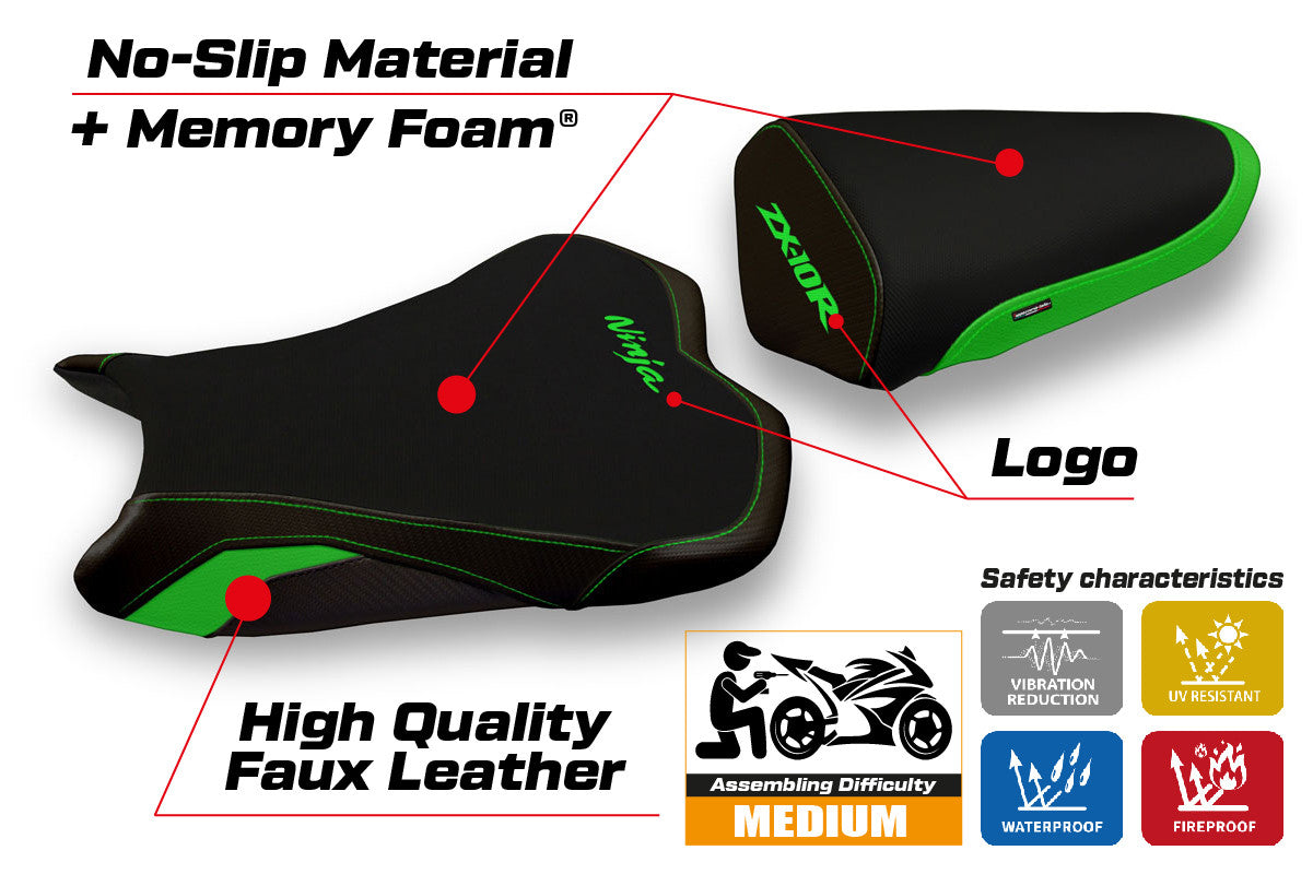Seat cover compatible - Kawasaki Ninja ZX 10 R 2008 - 2010 - mod Agra 2 Comfort System