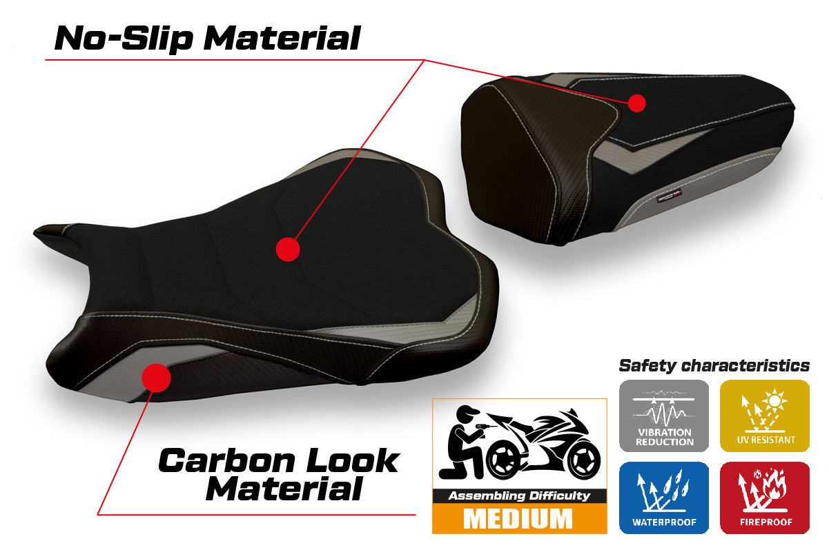 Seat cover compatible - Kawasaki Ninja ZX 10 R 2008 - 2010 - mod Quito 2 Ultragrip