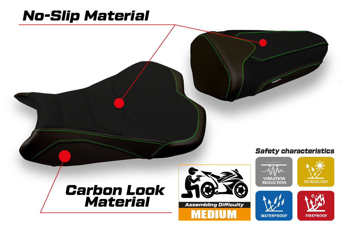 Seat cover compatible - Kawasaki Ninja ZX 10 R 2008 - 2010 - mod Quito 2 Ultragrip