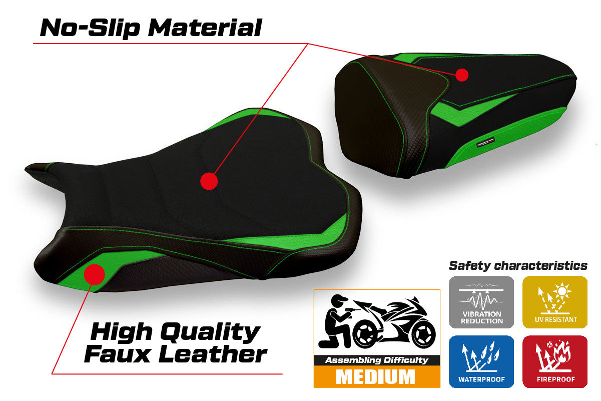 Seat cover compatible - Kawasaki Ninja ZX 10 R 2008 - 2010 - mod Quito 2 Ultragrip