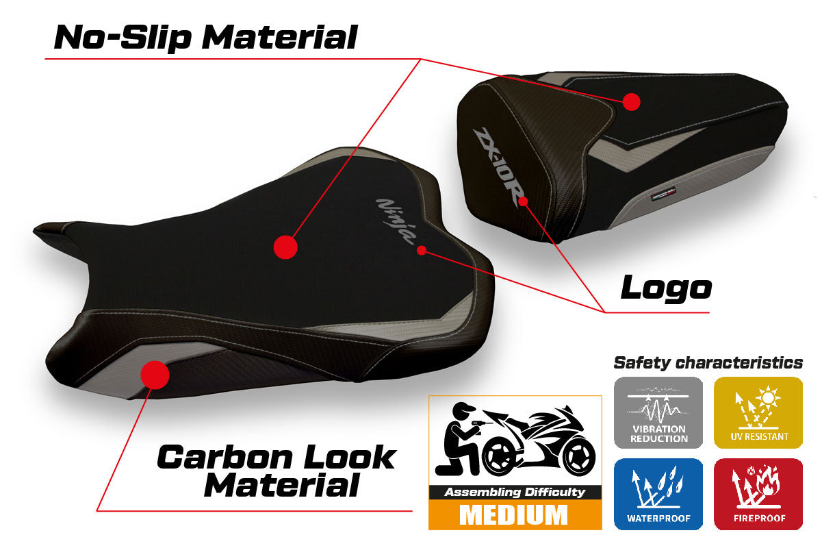 Seat cover compatible - Kawasaki Ninja ZX 10 R 2008 - 2010 - mod Riga 2