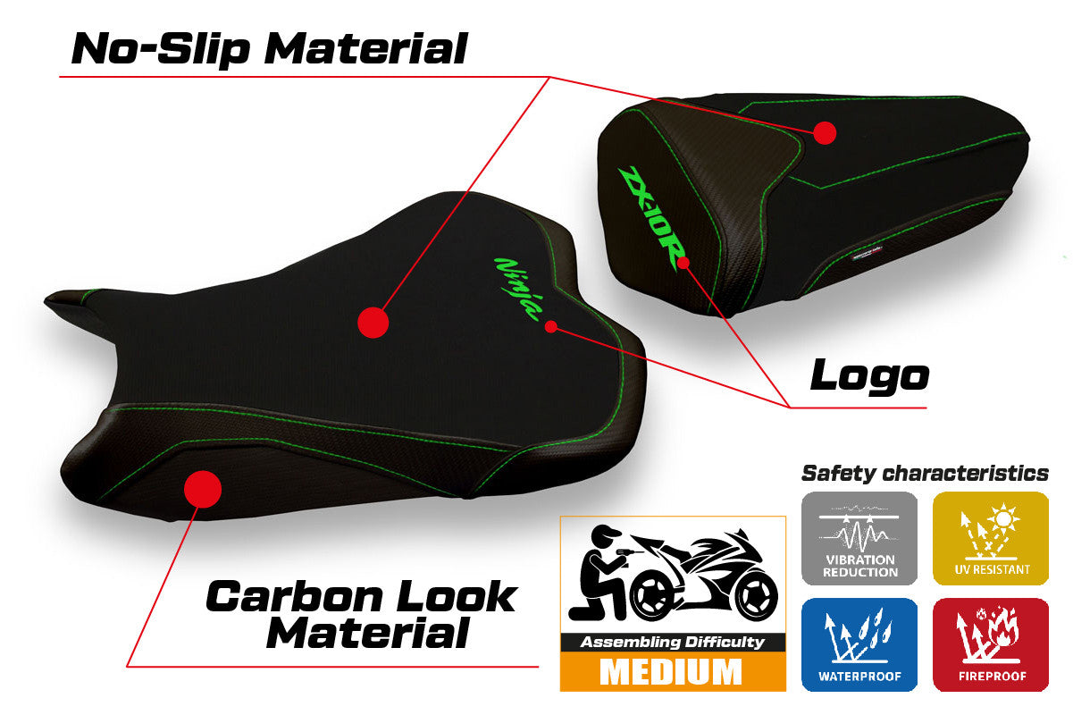 Seat cover compatible - Kawasaki Ninja ZX 10 R 2008 - 2010 - mod Riga 2