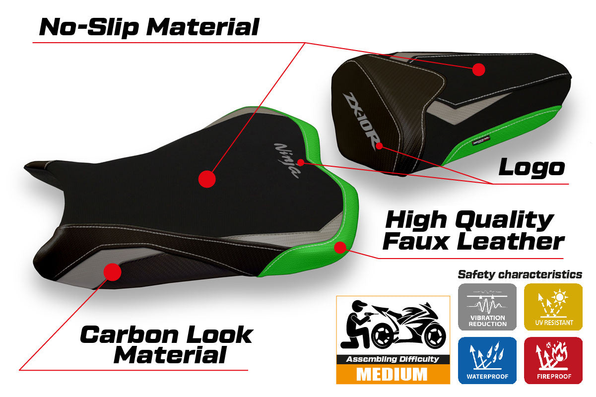 Seat cover compatible - Kawasaki Ninja ZX 10 R 2008 - 2010 - mod Riga Special Color