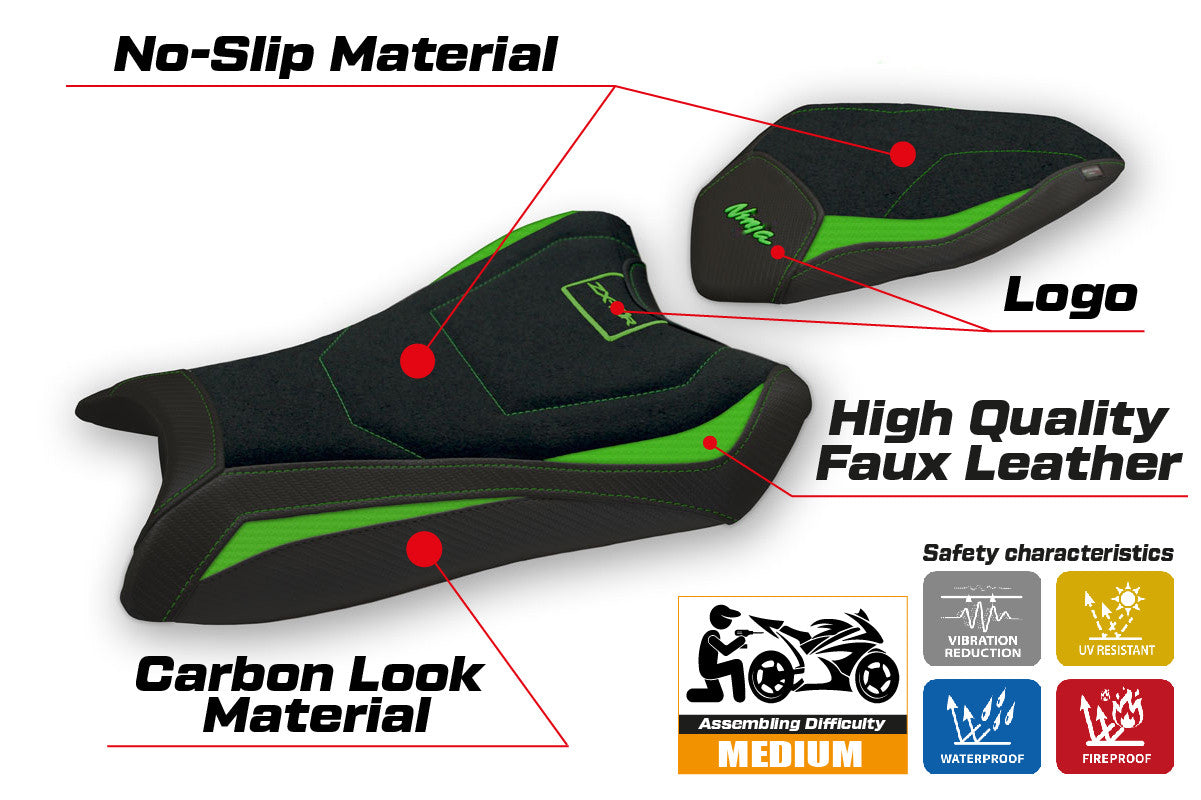 Seat cover compatible - Kawasaki Ninja ZX 10 R 2016 - 2020 - mod Monroy Ultragrip