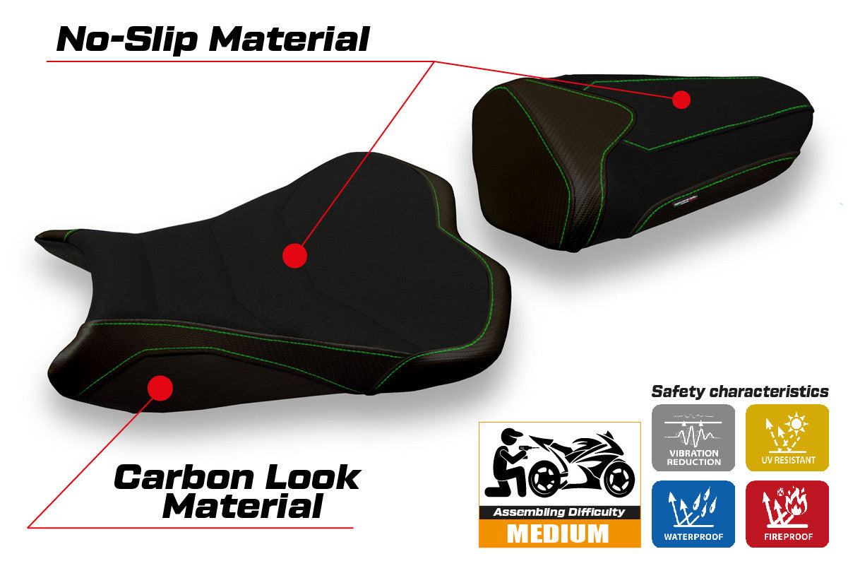 Seat cover compatible - Kawasaki Ninja ZX 6 R 2009 - 2012 - mod Cracovia 2 Ultragrip