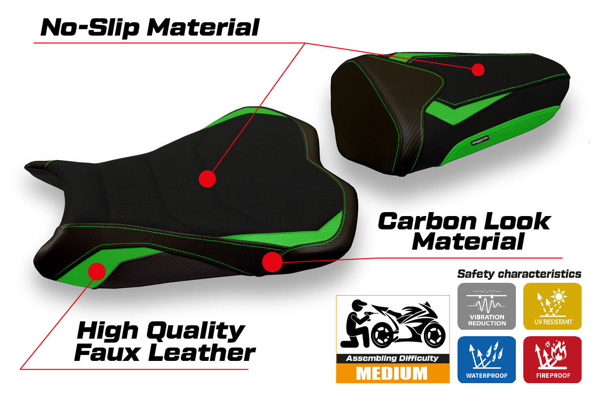 Seat cover compatible - Kawasaki Ninja ZX 6 R 2009 - 2012 - mod Cracovia 2 Ultragrip