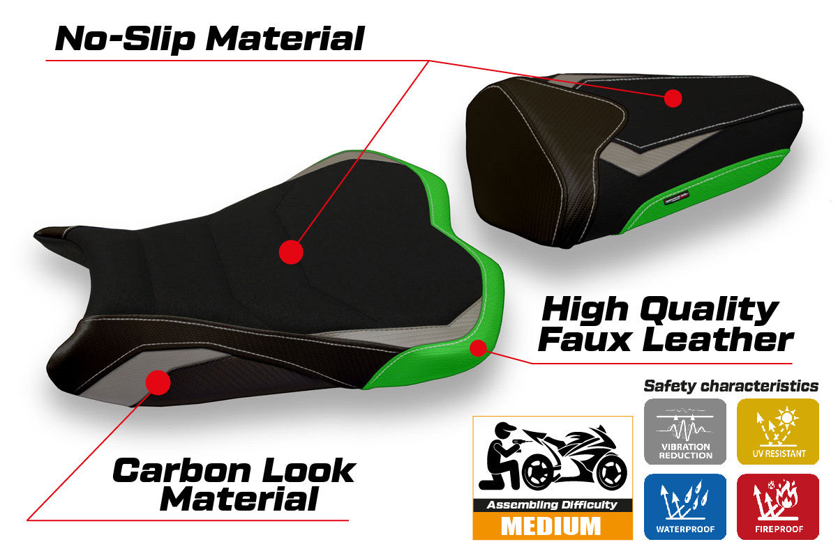 Seat cover compatible - Kawasaki Ninja ZX 6 R 2009 - 2012 - mod Cracovia Special Color Ultragrip