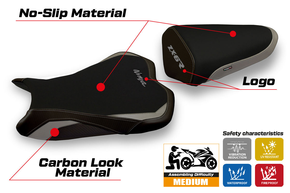 Seat cover compatible - Kawasaki Ninja ZX 6 R 2009 - 2012 - mod Medan 1