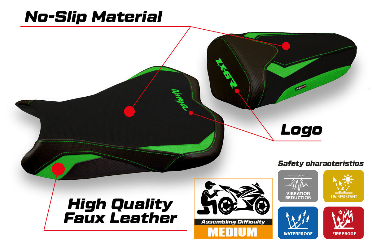 Seat cover compatible - Kawasaki Ninja ZX 6 R 2009 - 2012 - mod Sandy 2