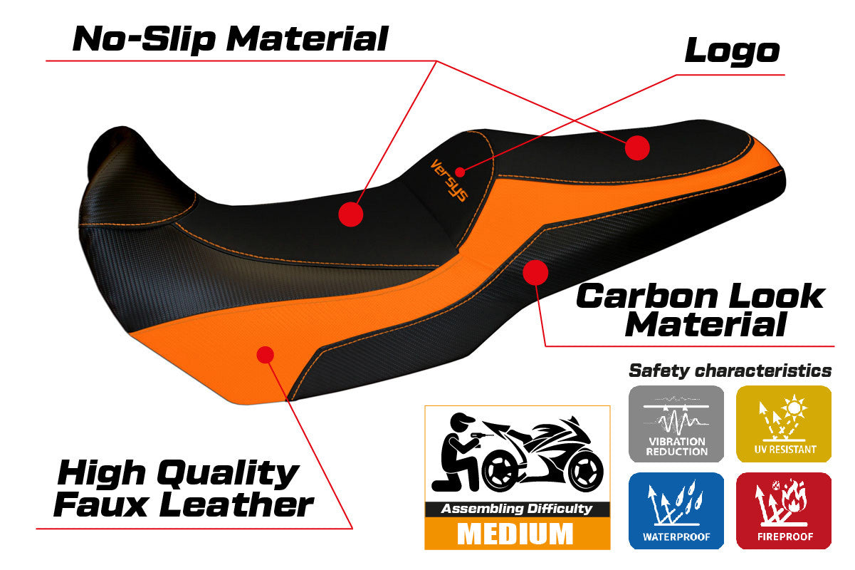 Seat cover compatible - Kawasaki Versys 1000 2011 - 2018 - mod Lampedusa color